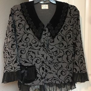 Dorothy's Creations brand; size large; gray and black, dressy jacket